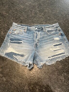 American Eagle Outfitters Light Blue Distressed Denim Shorts